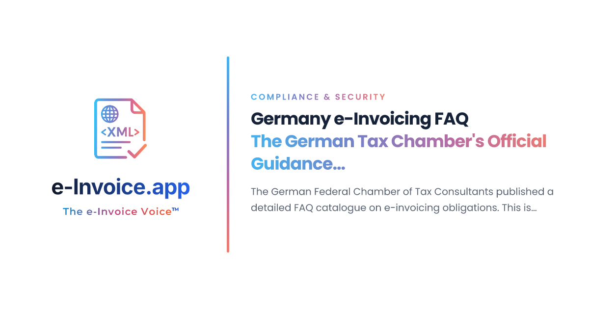 Germany E-Invoicing FAQ: The German Tax Chamber's Official Guidance ...