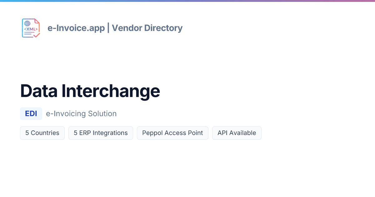 Data Interchange | e-Invoicing Vendor Directory